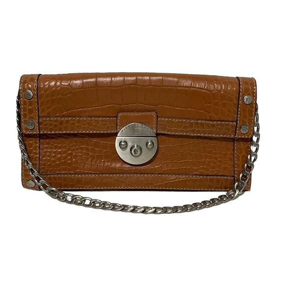 Stunning Michael Kors Alligator Print Leather Camel Handbag Chain Shoulder Bag - Picture 2 of 13